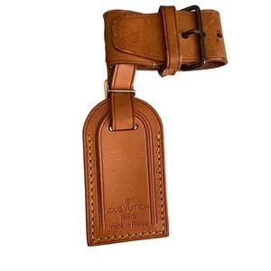 Louis Vuitton Vachetta Leather Luggage Tag and Poignet Set Tan Made in France